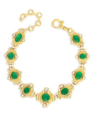 Gurhan 22-24k Yellow Gold Muse Emerald & Diamond Link Bracelet