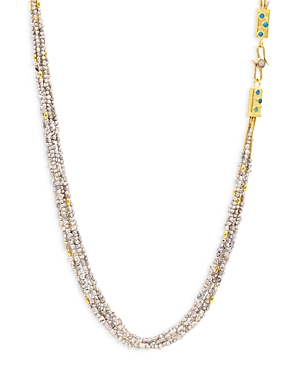 18 & 24K White & Yellow Gold Rain Keshi Pearl, Australian Opal, & Diamond Multistrand Necklace, 36.5