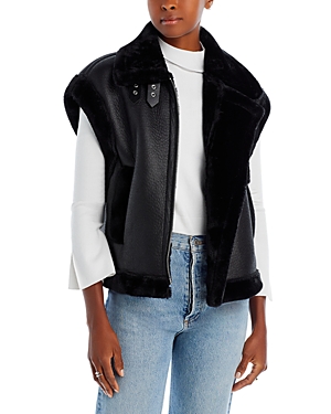 Faux Leather & Sherpa Trimmed Vest