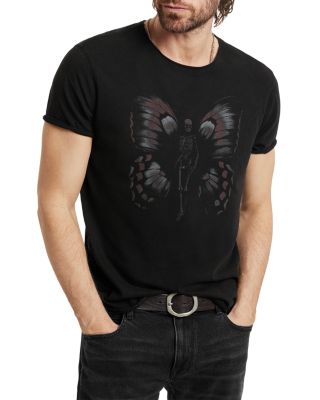 John Varvatos Cotton Butterfly Graphic Raw Edge Tee Bloomingdale's