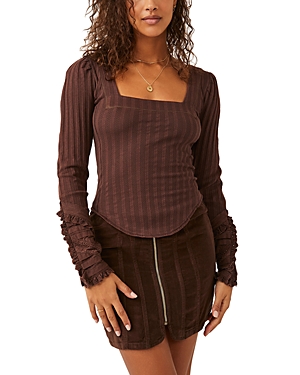 Free People Could I Love You More Rib Knit Top In Espresso Brown