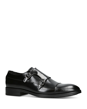 Shop Kurt Geiger Men's Hunter Double Buckle Monk Strap Dress Shoes In Black