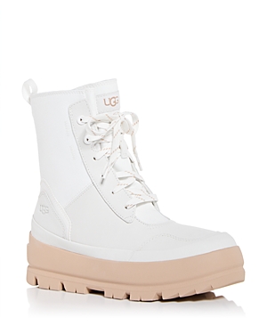 Ugg The Lug Platform Lace-up Combat Boot In Bright White