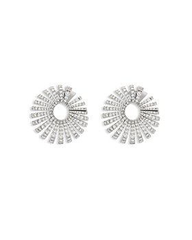 Miseno Jewelry - 18K White Gold Raggi Diamond Pavé Fan Spiral Hoop Earrings