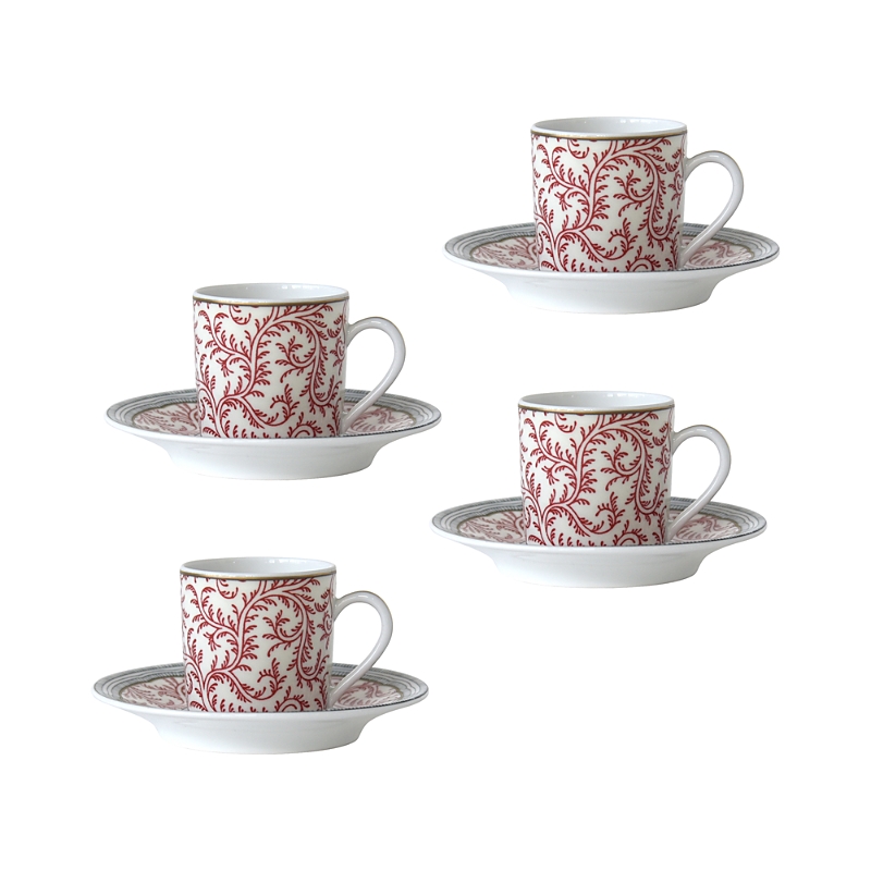 Bernardaud Braquenie Espresso Cup & Saucer, Set Of 4 In Burgundy