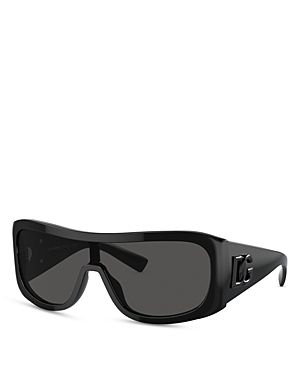 Dolce & Gabbana Rectangular Sunglasses, 130mm In Black/gray Solid