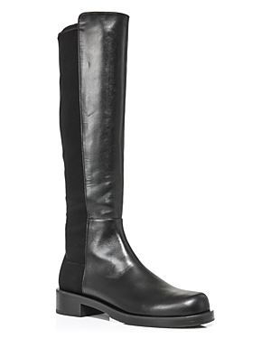 Shop Stuart Weitzman Women's Halfnhalf Bold Leather & Stretch Knee High Boots In Black
