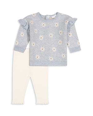 Miniclasix Girls' Flowers Sweater & Leggings Set - Baby In Blue