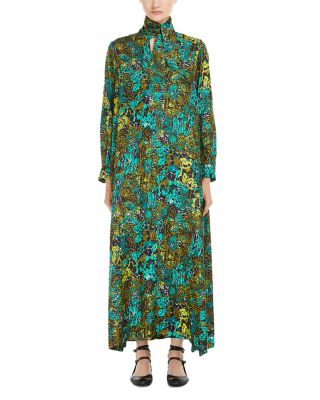 chinese dress ladies Managua silk long dress with silk cape and metal detail MAX MARA