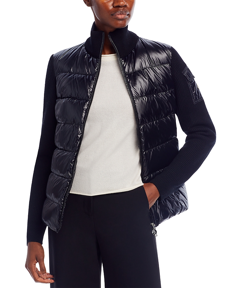 Moncler Padded Wool Coat In Black