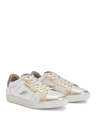 ALLSAINTS - Women's Sheer Metallic Lace Up Low Top Sneakers