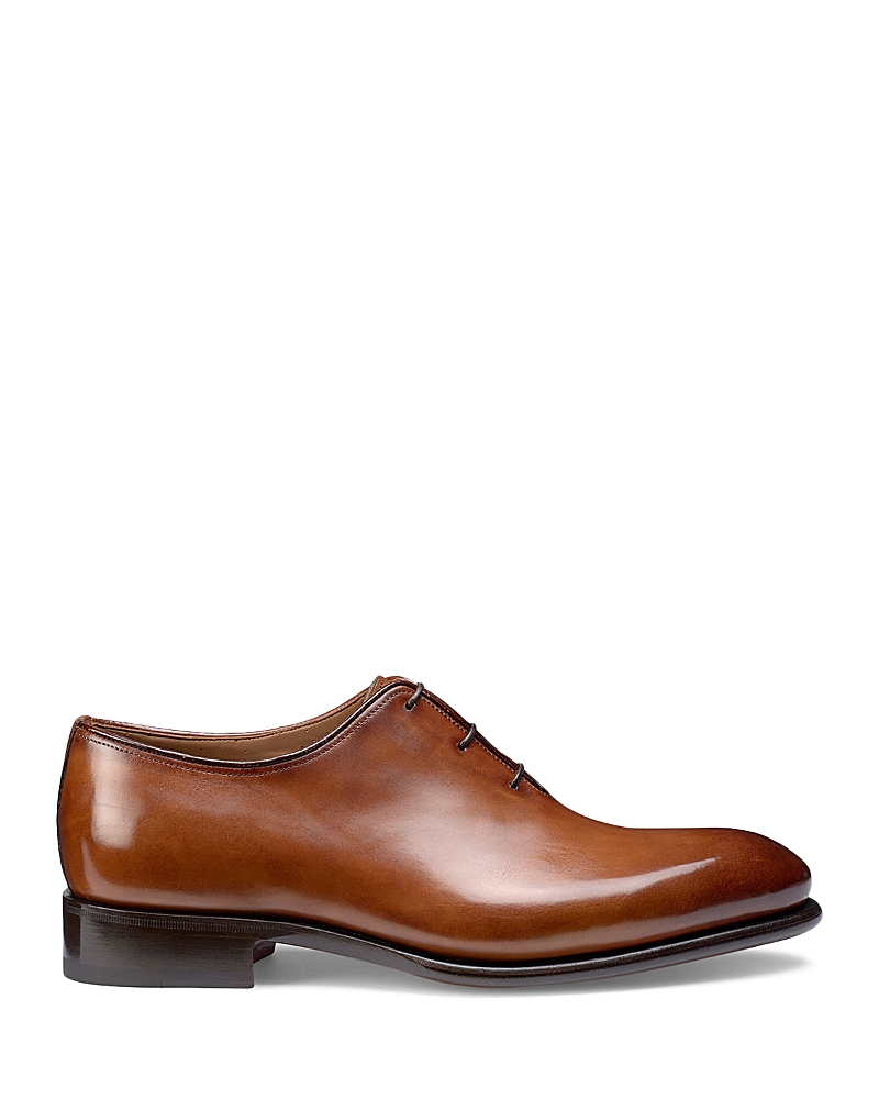 Santoni Men's People Burnished Leather Dress Oxfords In Medium Brown