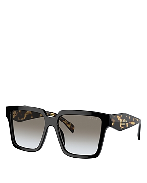 Prada Square Sunglasses, 56mm In Black/brown Gradient