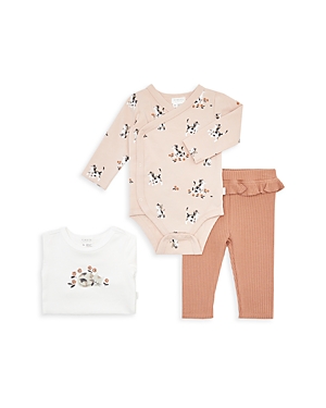 Shop Firsts By Petit Lem Girls' 3 Piece Bodysuits & Joggers Set - Baby In Off White