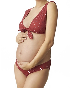 Polka Dot Print Tie Front Maternity Bikini