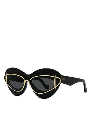 Shop Loewe Double Frame Cat Eye Sunglasses, 67mm In Black/gray Solid