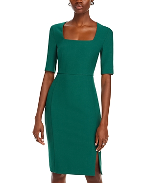 Hugo Boss Doneba Bodycon Square Neck Dress In Open Grn