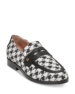 Shop Cole Haan Women's Lux Pinch Penny Loafers In Black/white