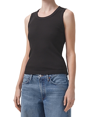 Shop Agolde Poppy Ribbed Tank Top In Bean