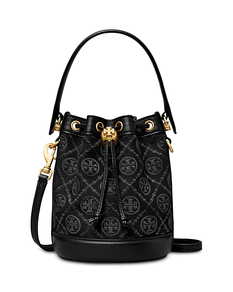 TORY BURCH T MONOGRAM JACQUARD MINI BUCKET BAG