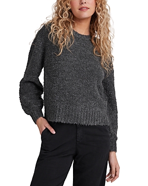 Bella Dahl Boucle Crewneck Sweater In Shadow Grey
