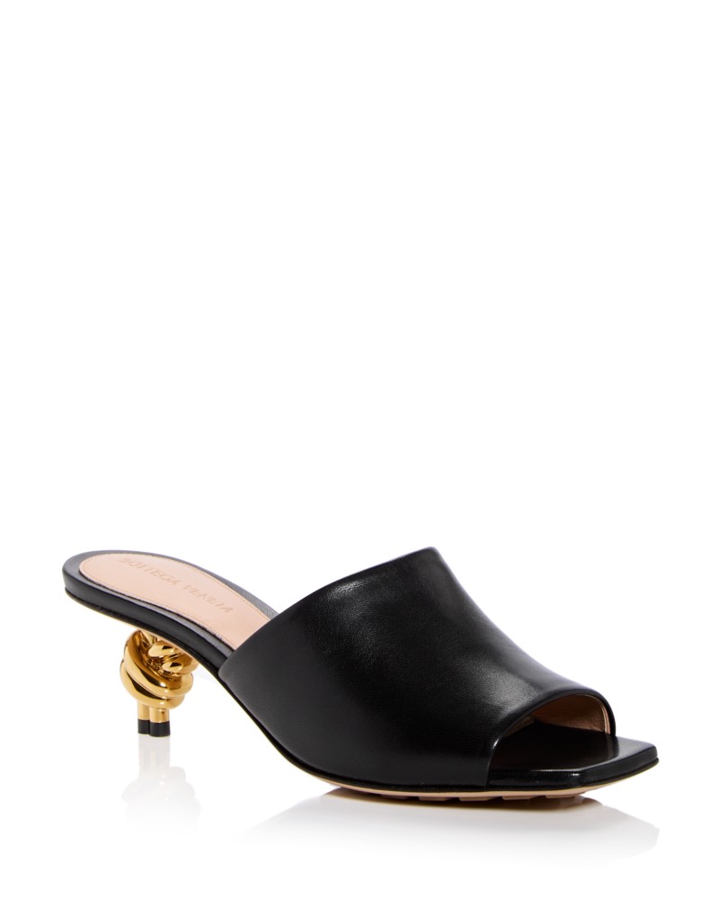 Bottega Veneta Women's Knot Low Heel Slide Sandals in Nero