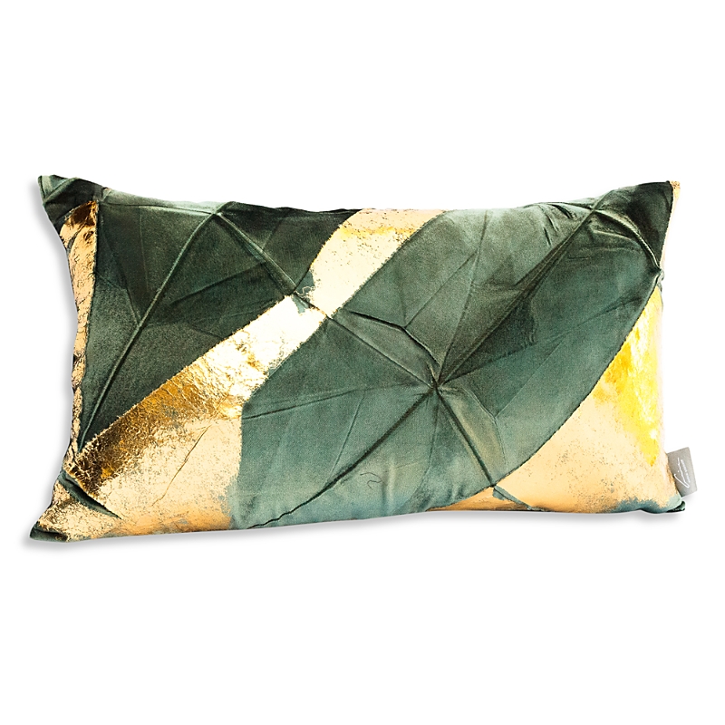 Aviva Stanoff Gold Facet Cinder Hand-Painted Velvet Pillow, 12 x 20