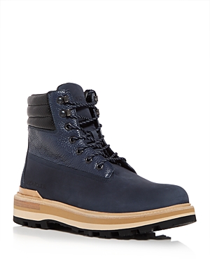 Shop Moncler Men's Peka Lace Up Hiking Boots In Navy