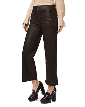 Paige Nellie High Rise Cropped Trouser Jeans in Coated Chicory Coffee