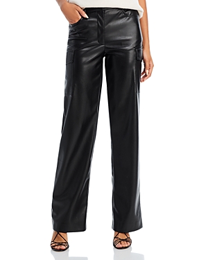 Generation Love Wren Faux Leather Cropped Flared Leggings In Black