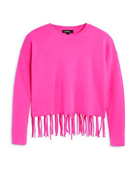 AQUA - Girls' Cashmere Crewneck Fringe Sweater, Big Kid - 100% Exclusive