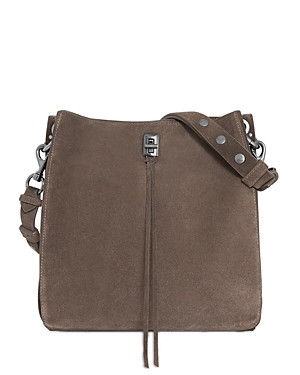 Shop Rebecca Minkoff Darren Leather Shoulder Bag In Porcini