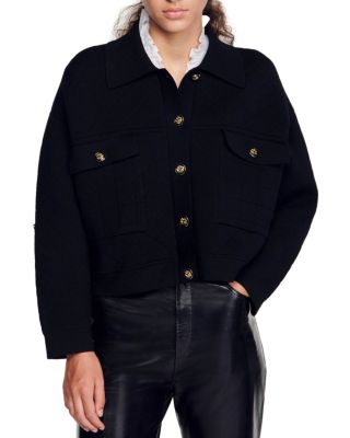 Sandro Marcel Cable Knit Cropped Cardigan Bloomingdale's