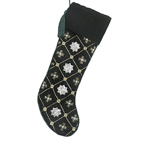 Sudha Pennathur Embroidered Snowflake Stocking