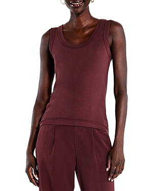 Nic + Zoe Perfect Knit Ribbed Scoop Neck Top In Redwood