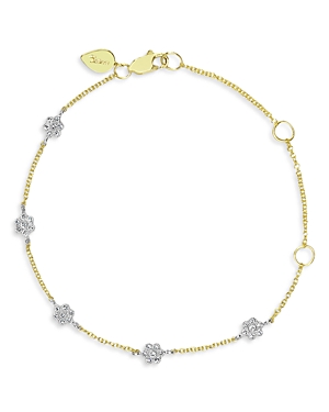 Meira T 14k Yellow Gold Diamond Flowers Bracelet