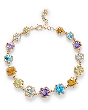Multi Gemstone Hexagon Bracelet in 14K Yellow Gold