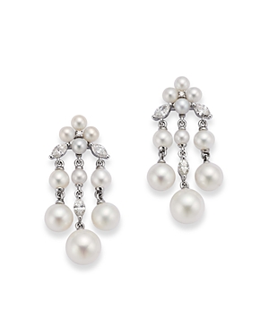 Bloomingdale's Cultured Freshwater Pearl & Diamond Drop Earrings in 14K White Gold