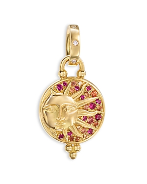 Shop Temple St Clair 18k Yellow Gold Ruby, Orange Sapphire & Diamond Eclipse Pendant In Pink/gold