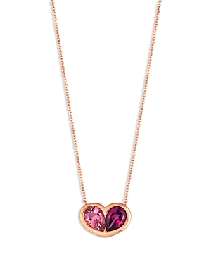 Bloomingdale's Pink Tourmaline & Rhodolite Heart Pendant Necklace 14k Rose Gold, 20 In Pink/rose Gold