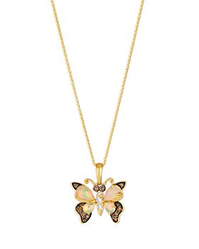 Bloomingdale's - Opal, Brown & Champagne Diamond Butterfly Pendant Necklace in 14K Yellow Gold, 20"