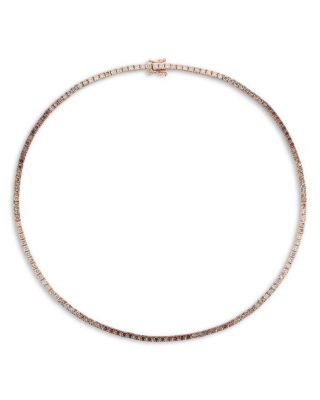 Bloomingdale's Fine Collection - Brown Ombr&eacute; Diamond Choker Tennis Necklace in 14K Rose Gold, 6.10 tcw