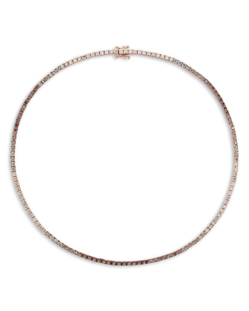 Bloomingdale's Fine Collection Brown Ombre Diamond Choker Tennis Necklace in 14K Rose Gold, 6.10 tcw
