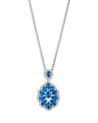 Bloomingdale&#039;s Fine Collection Sapphire &amp; Diamond Pendant Necklace in 14K White Gold, 18