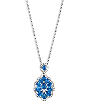 Bloomingdale's Sapphire & Diamond Pendant Necklace In 14k White Gold, 18 In Blue/white
