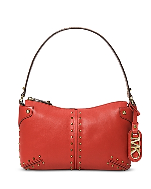 Michael Kors Michael  Astor Large Leather Pouchette In Red