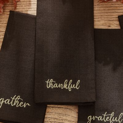 Harvest Sentiment Embroidered Napkins, Set of 4
