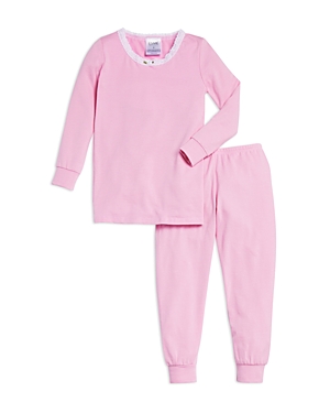 Esme Girls' Solid Pajama Set - Little Kid In Pink/white