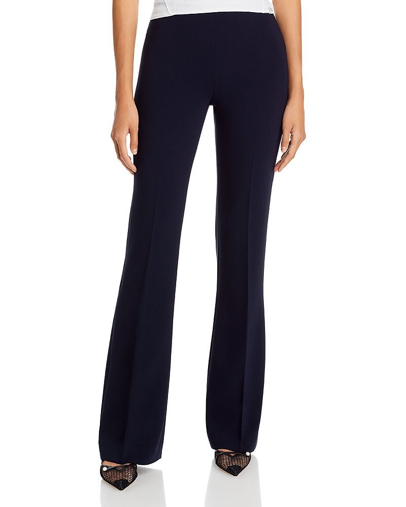 Theory Demitria Wool-blend Flared Pants In Deep Navy