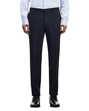Shop The Kooples Blurry Checks Fitted Suit Pants In Navy/ Black